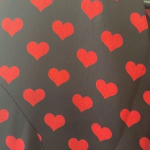 Black midi dress red hearts ♥️ Lightly worn